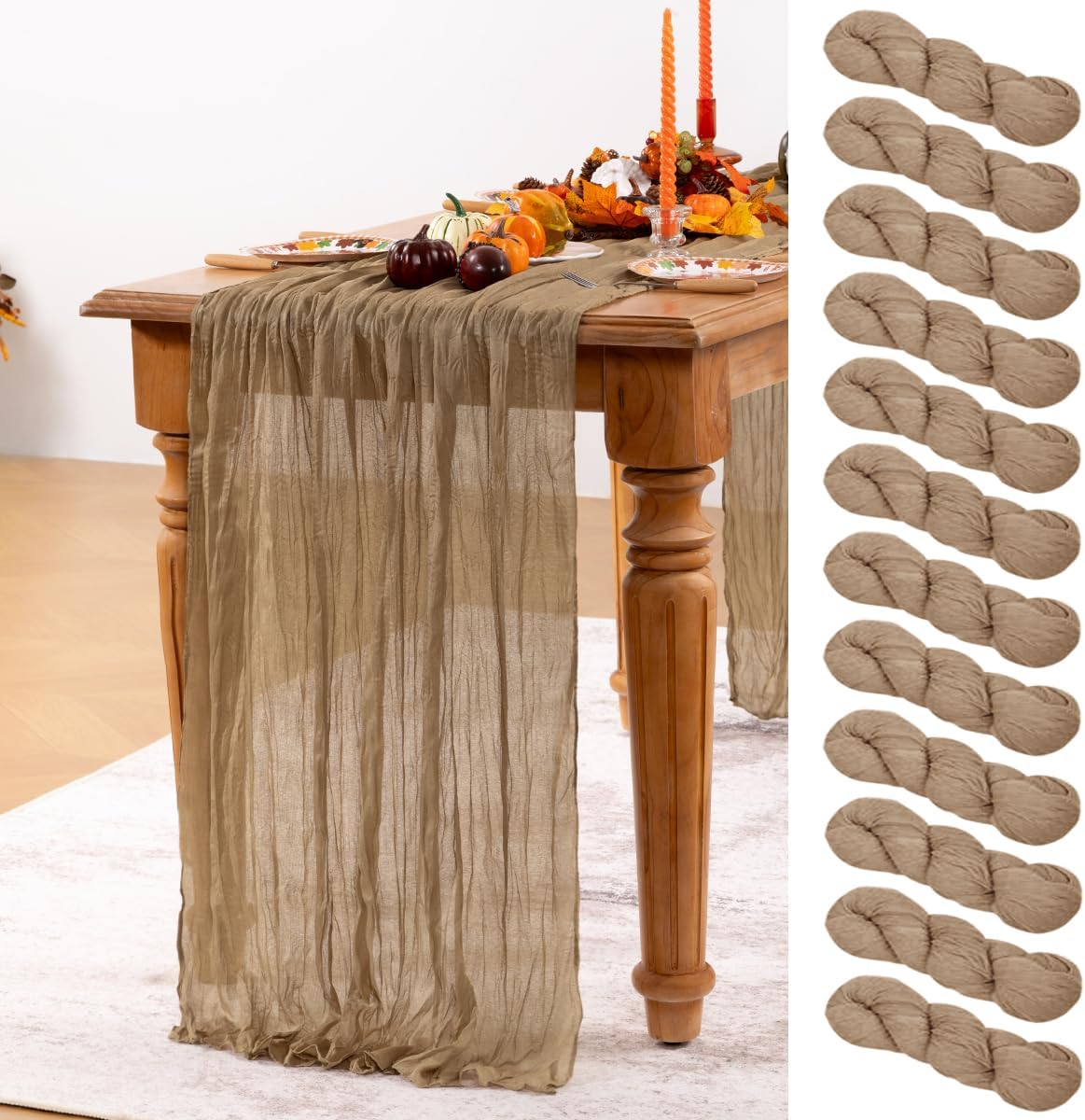 Nude Cheesecloth Table Runner Set of 12 for Elegant Decor