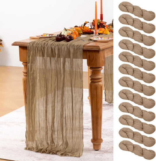 Nude Cheesecloth Table Runner Set of 12 for Elegant Decor