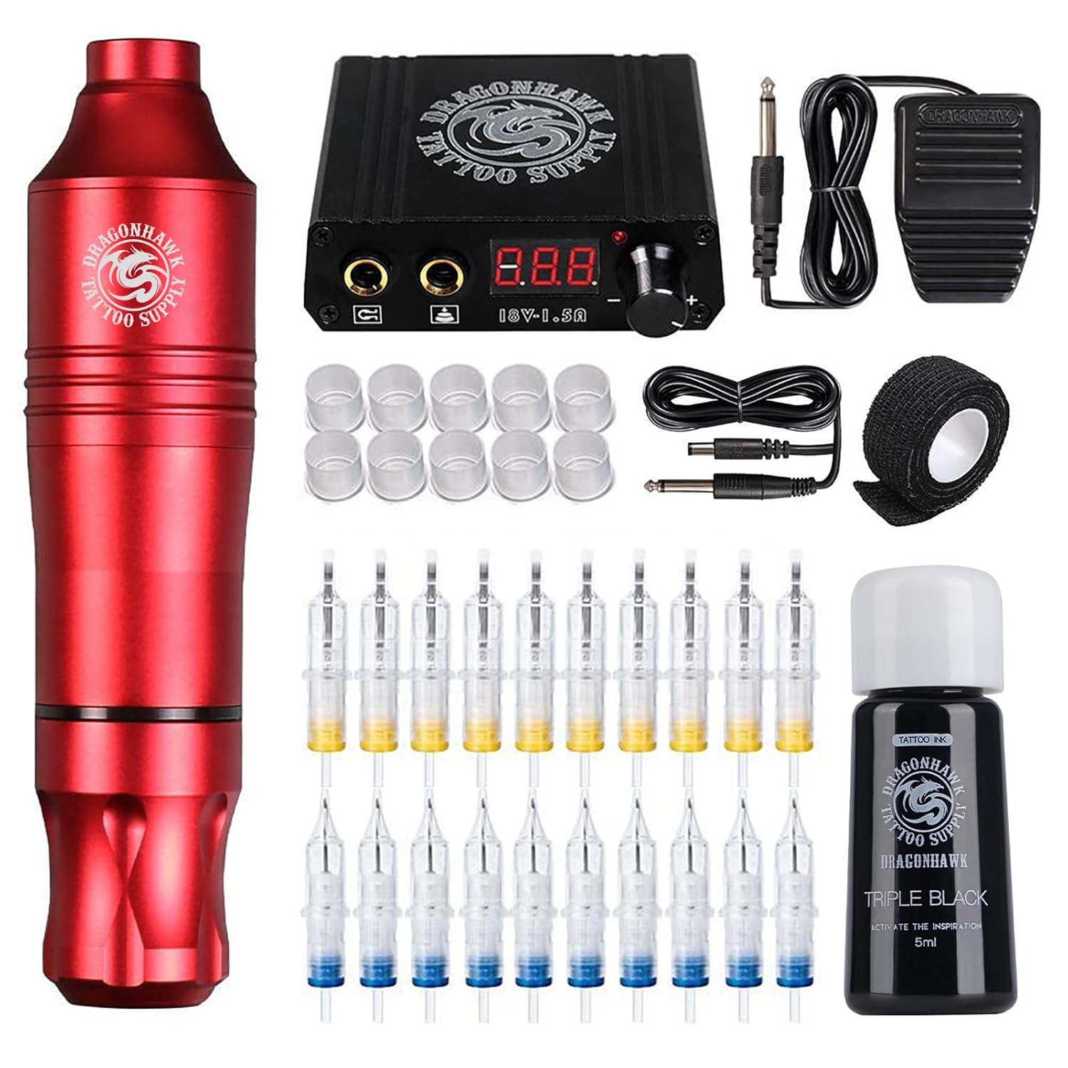 Dragonhawk Pro Complete Tattoo Pen Kit for Beginners and Pros