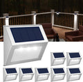 Solar Lights Outdoor for Deck - 8 Cool White Fence & Railing Lights
