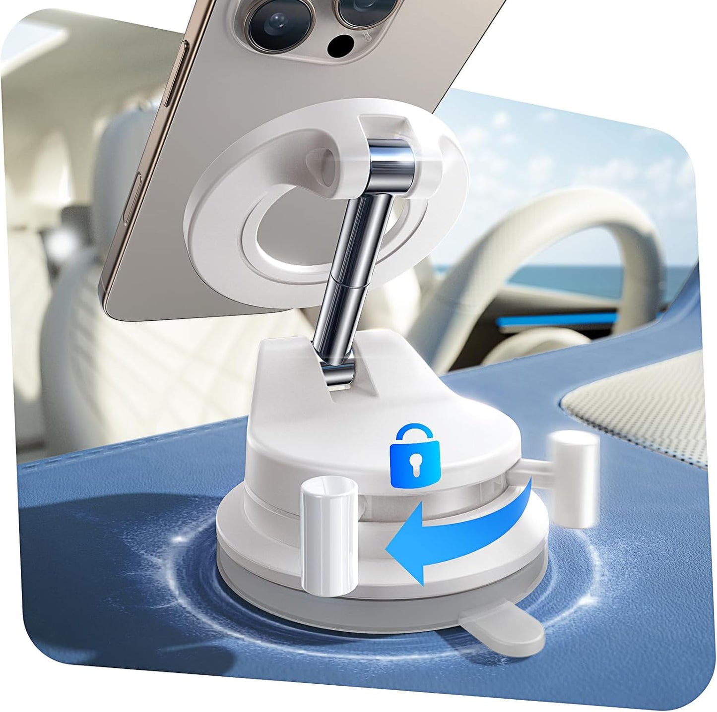 LISEN Vacuum Magnetic Phone Holder for Car - 360 Adjustable Mount