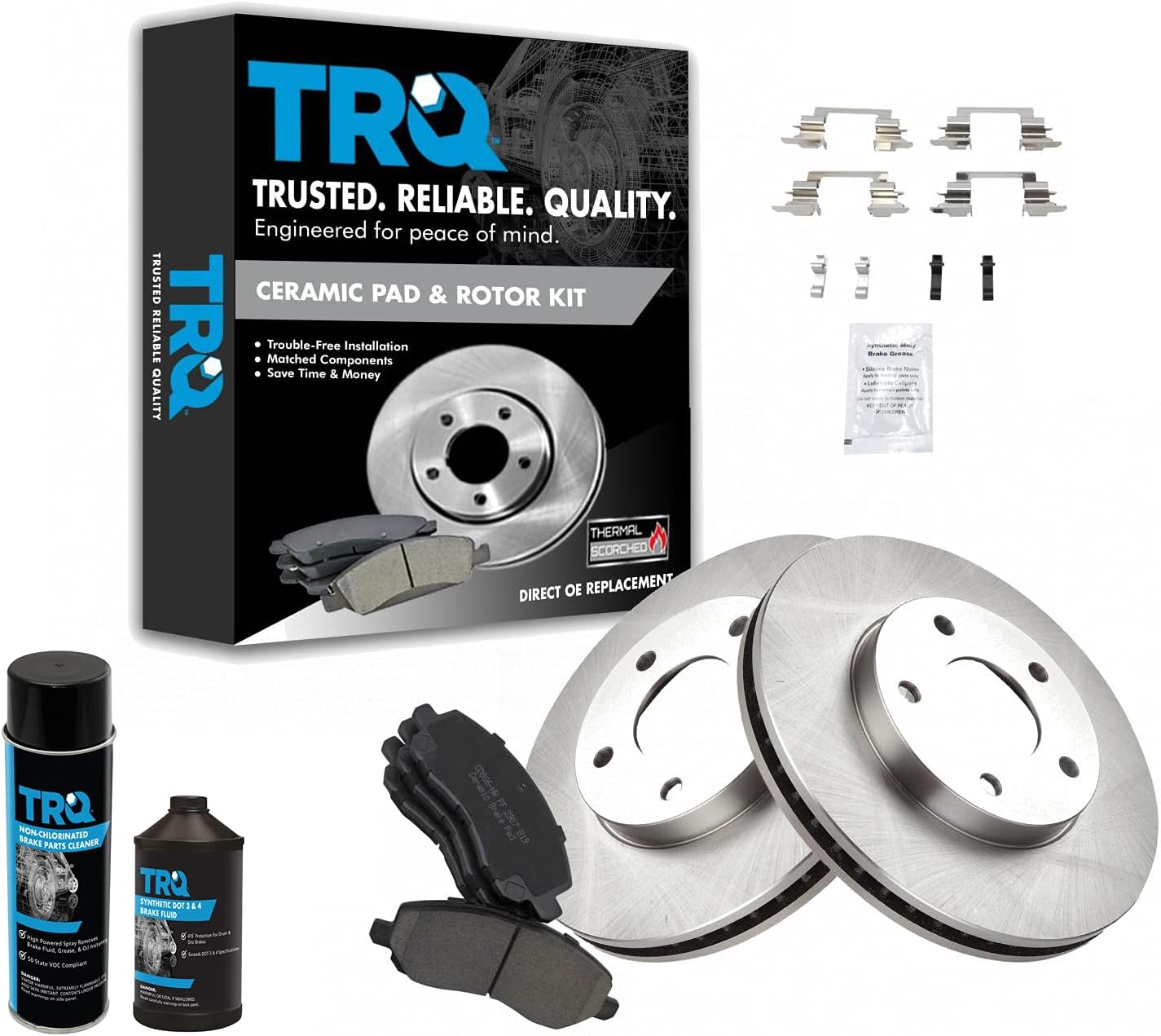 TRQ Front Brake Pad & Rotor Kit for Chrysler Sebring & More
