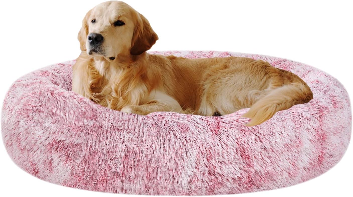 Coohom Oval Calming Donut Cuddler Dog Bed for Small Medium Pets