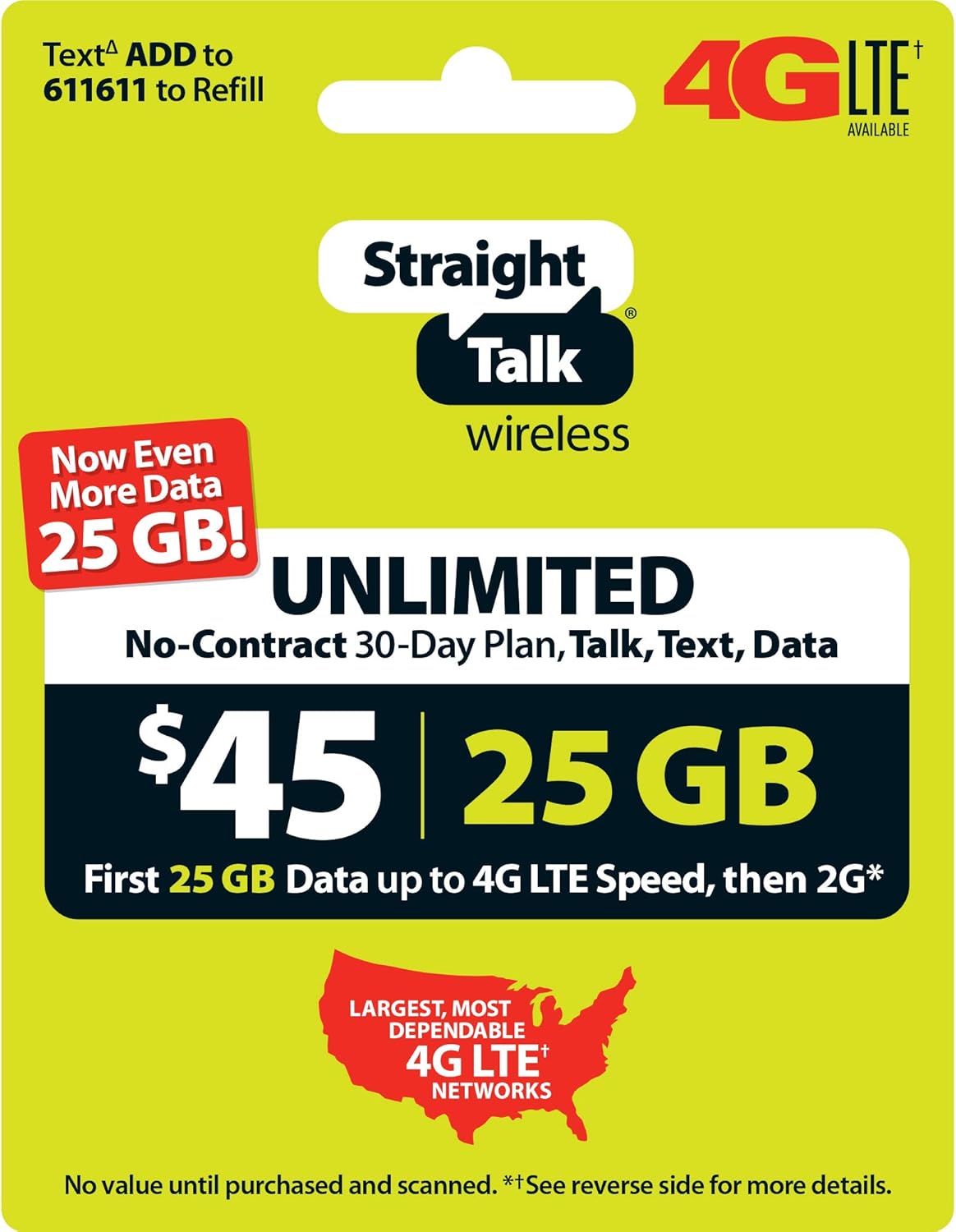 Straight Talk $45 30 Day Service Card for Unlimited Access