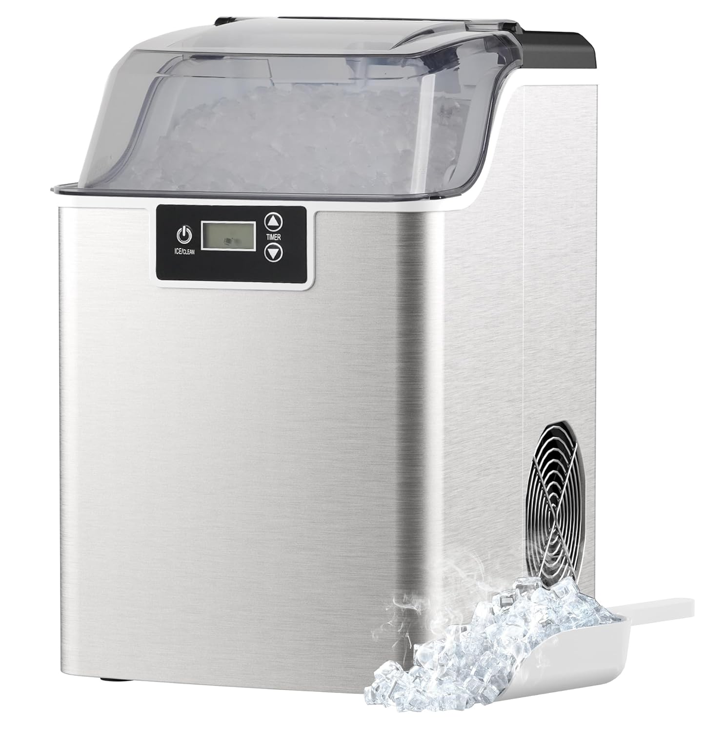 Portable Pebble Ice Maker, 44Lbs/24H, Chewable Ice, Self-Cleaning