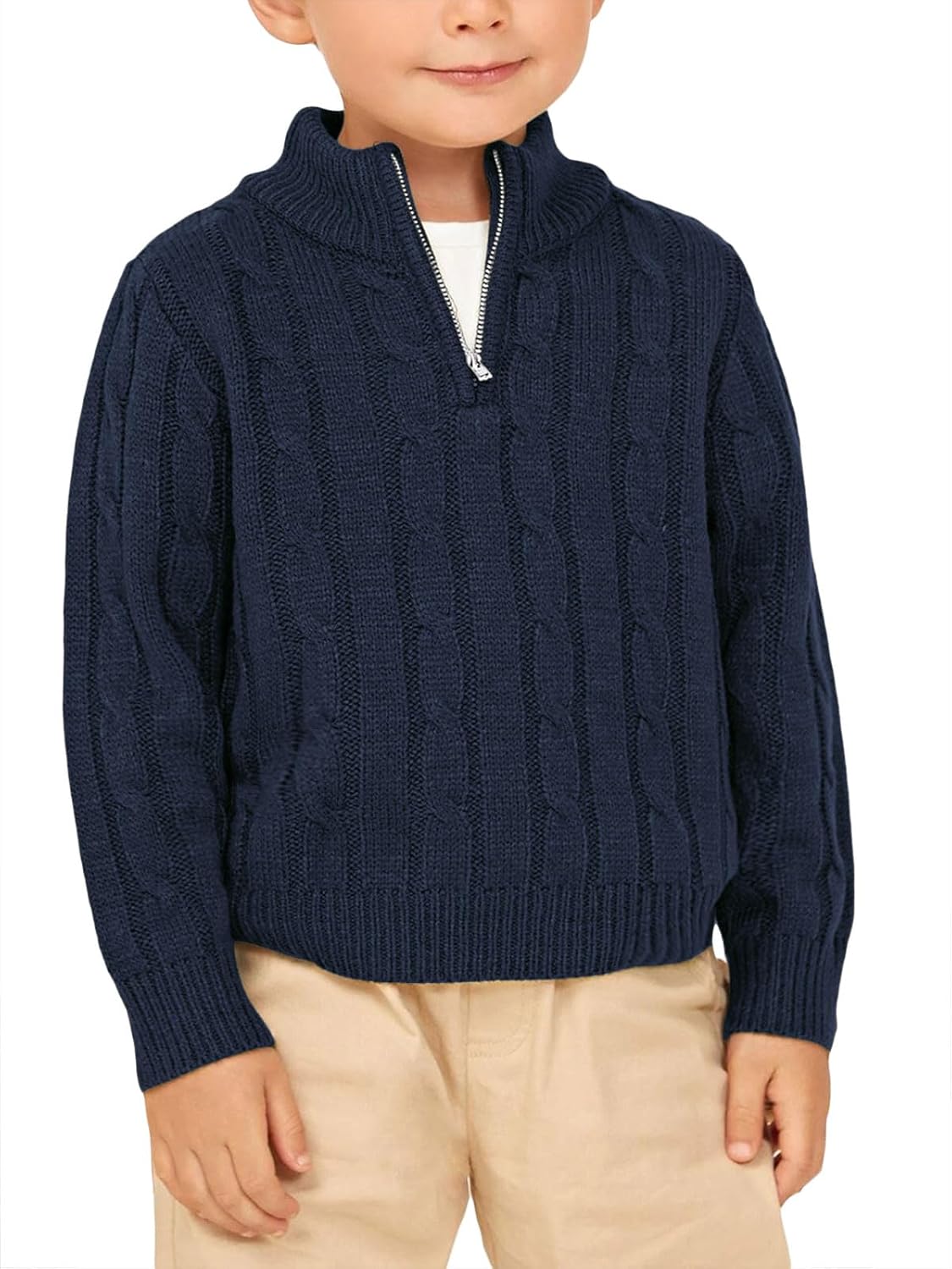 Zhaovi's Toddler Boys Girls Sweater Twisted Knit 1/4 Zip Outfit