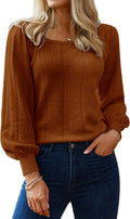 HOTOUCH Sweaters for Women Square Neck Puff Sleeve Tunic - Cozy Fit