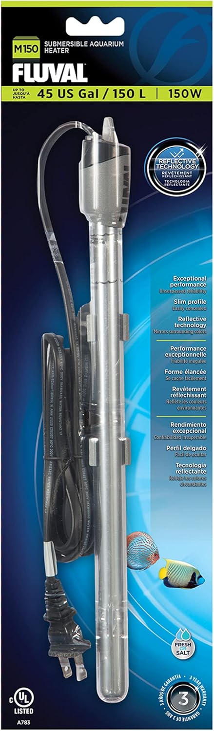 Fluval 150W Submersible Heater Enhanced Heat for 45G Tanks!