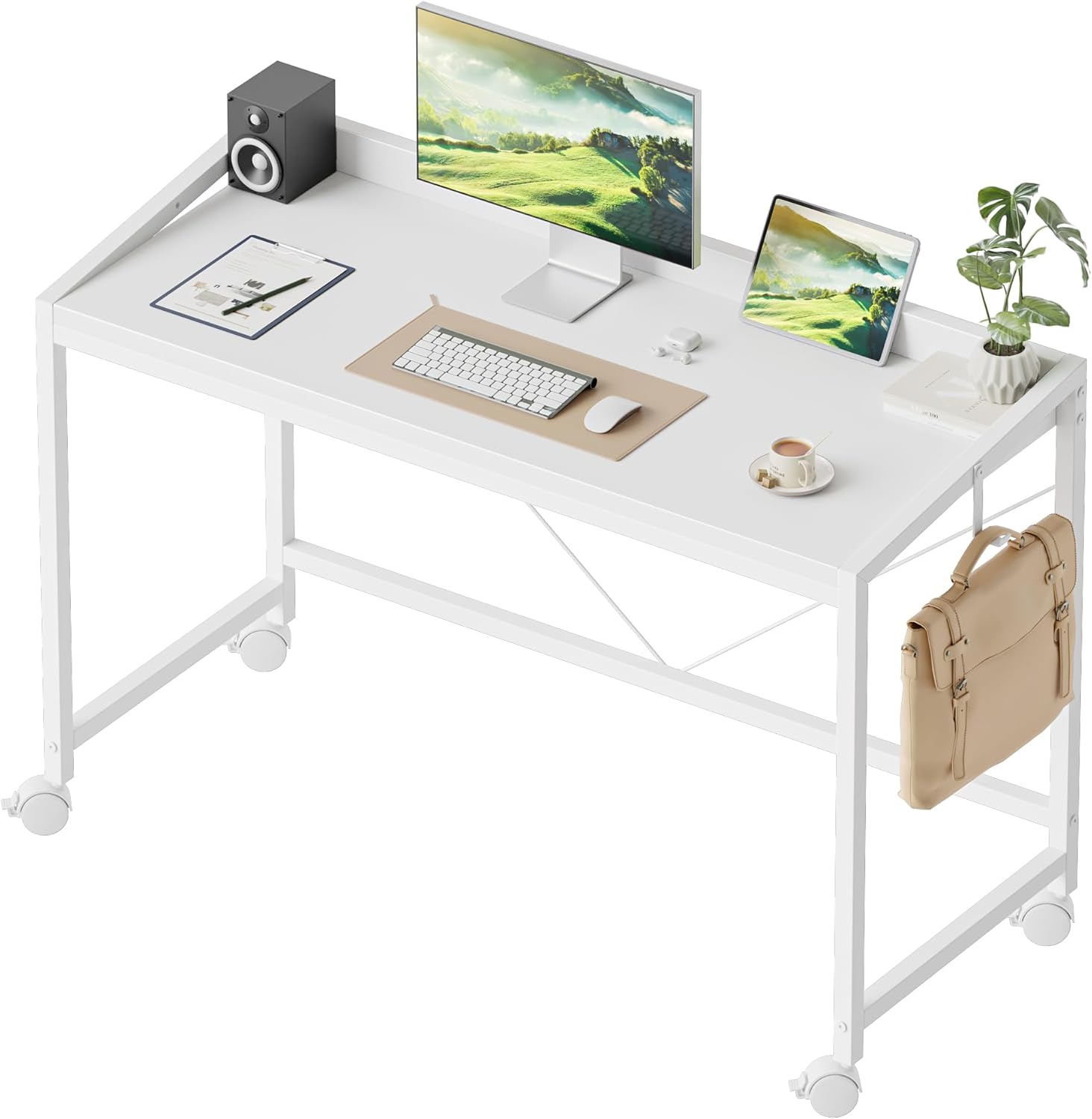 Mericonia Rolling Computer Desk with Wheels for Small Spaces