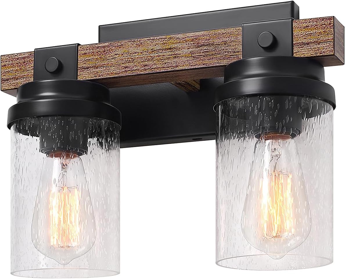 2-Light Farmhouse Vanity Lights for Rustic Bathroom Decor