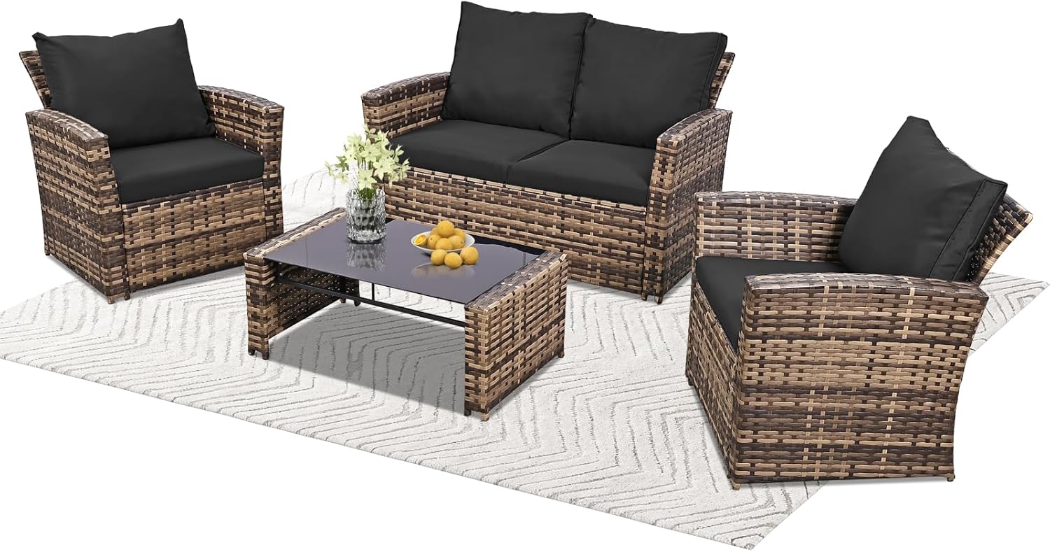 4 Piece Outdoor Patio Furniture Set for Stylish Comfort