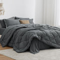 Love's cabin California King Comforter Set Dark Grey - All Season