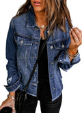 Womens Boyfriend Washed Crop Denim Jean Jacket - Relaxed Fit