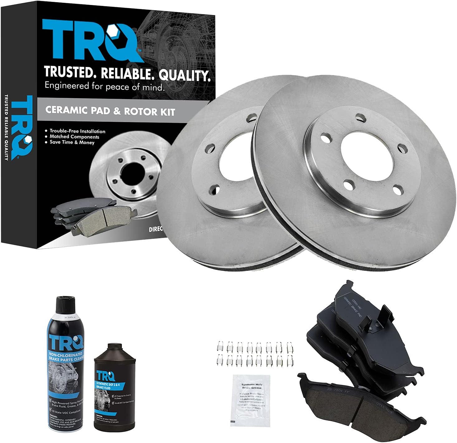 TRQ Front Brake Pad & Rotor Kit for Chrysler & Dodge Vehicles