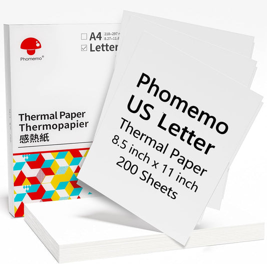 Phomemo 8.5x11 Thermal Paper - Compatible with Brother, HPRT, Letter Size Printer