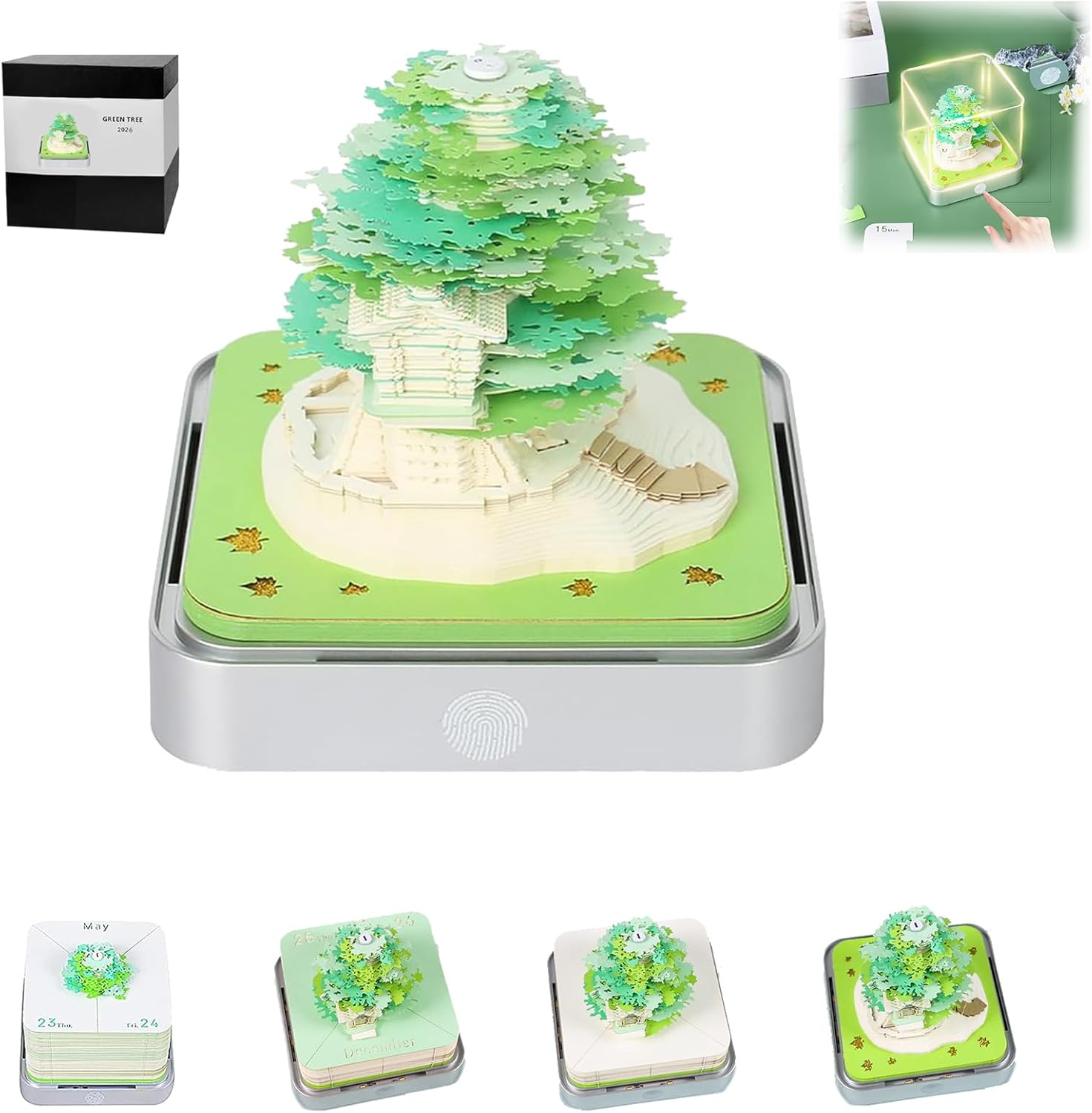 3D Calendar 2026 Desk Time Piece with LED Lights for Home Decor