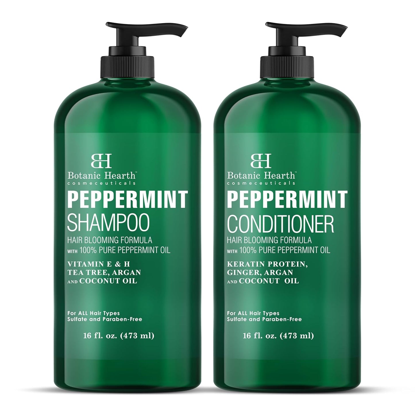 Keratin Infused Peppermint Shampoo Set - Combat Hair Loss, Boost Growth! -16 oz x 2