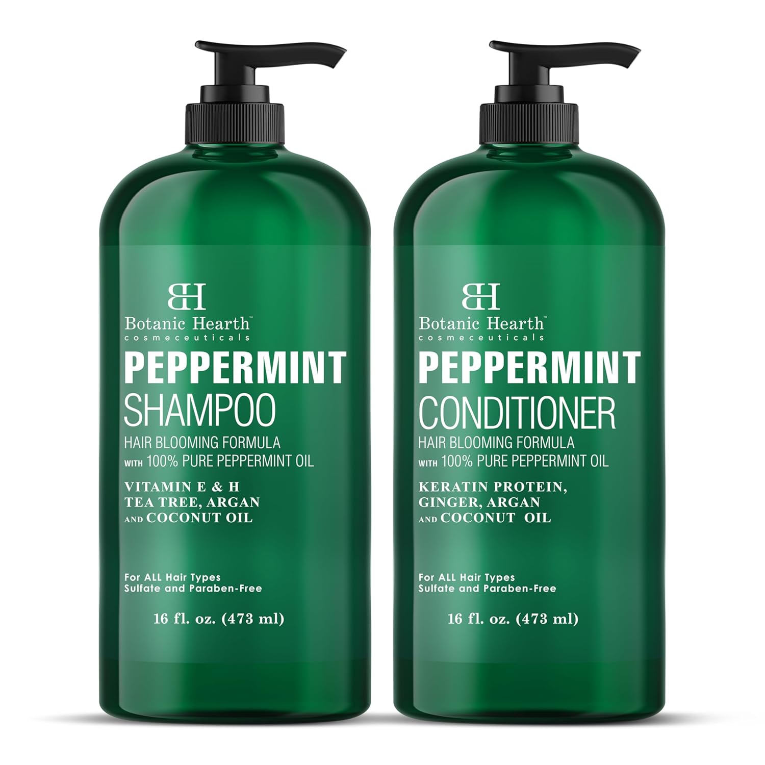 Keratin Infused Peppermint Shampoo Set - Combat Hair Loss, Boost Growth! -16 oz x 2