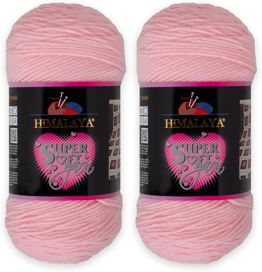 2 Skein Himalaya Super Soft Yarn for Cozy Projects in Baby Pink