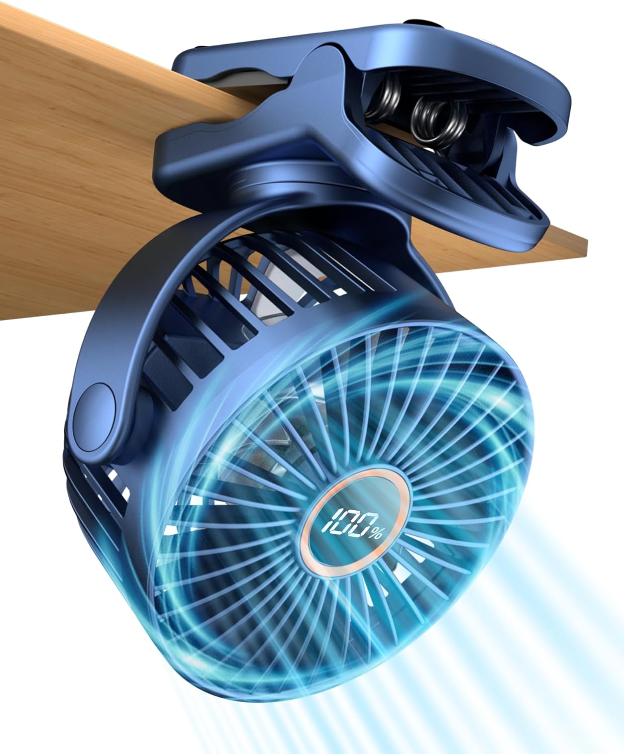 Portable Clip-On Fan with Strong Grip & 3-Speeds - Blue