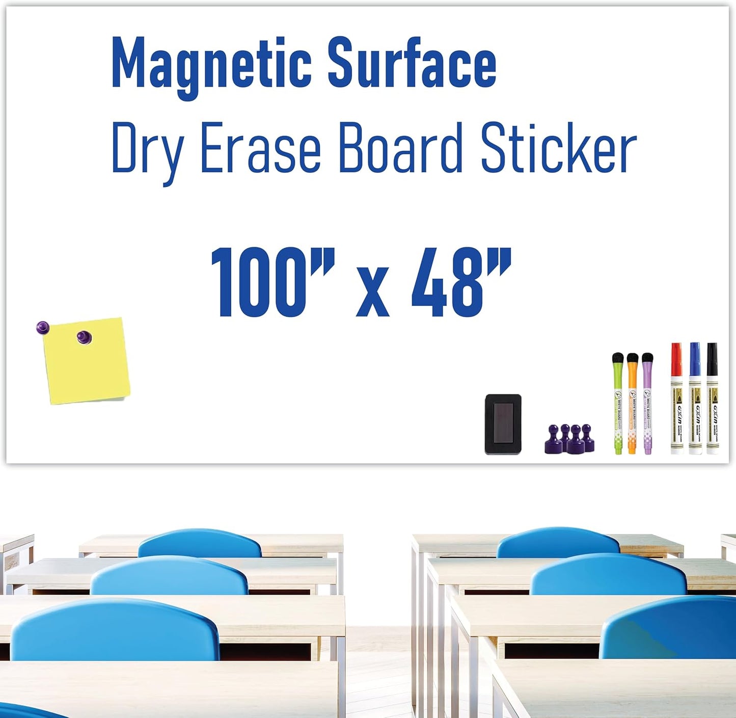 Large Magnetic Whiteboard for Wall - Versatile Adhesive Backing