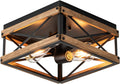 Mayful Black Flush Mount Ceiling Light - 2-Light Rustic Farmhouse
