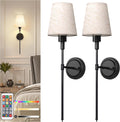 Battery Operated Wall Sconce Set of 2 - Rechargeable 7-Color Remote