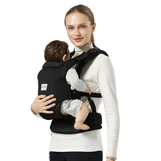 Adjustable Baby Carrier for 7-30lbs, Breathable Mesh Fabric with Lumbar Support