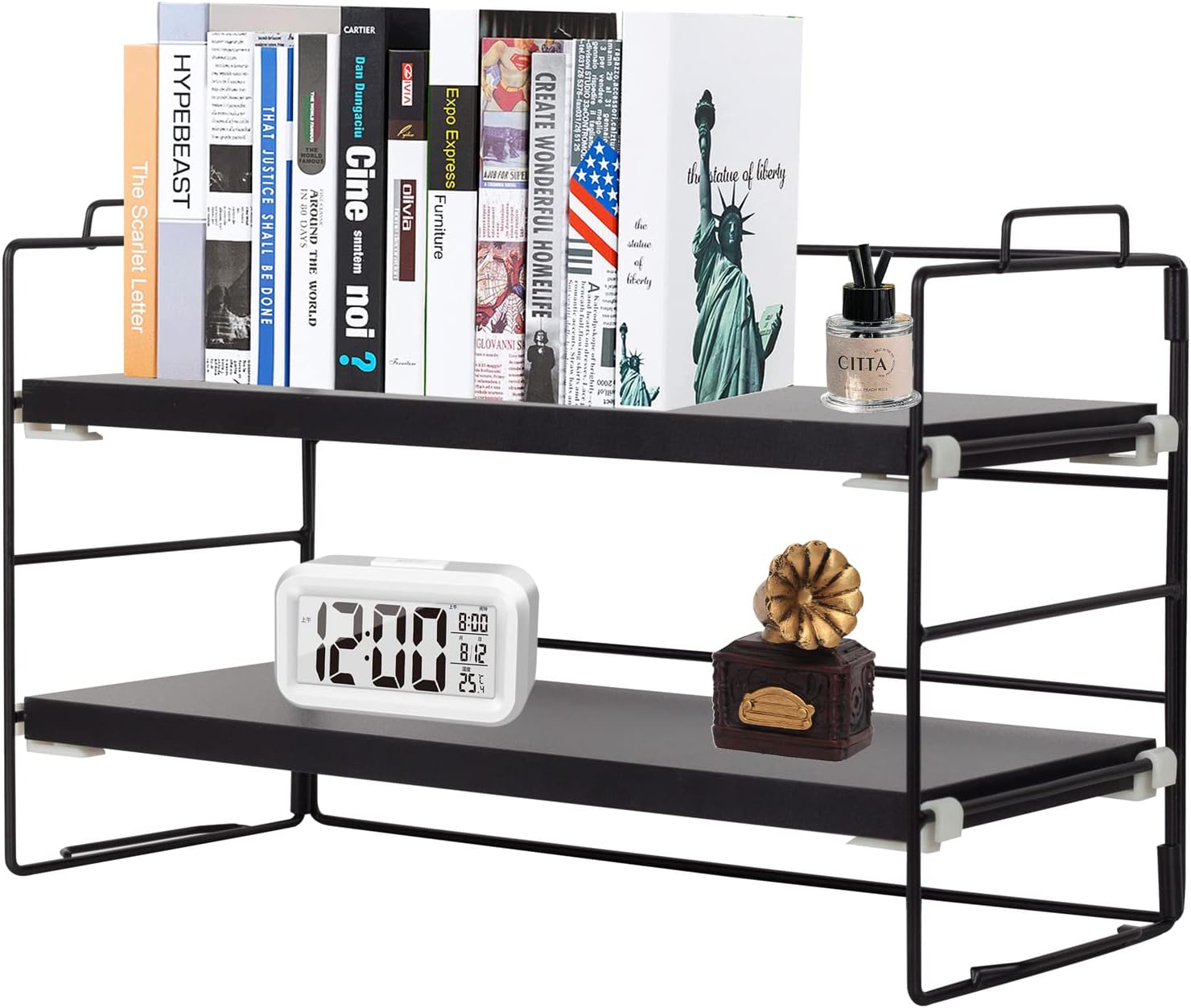 Adjustable 2-Tier Desk Organize - Black/Brown