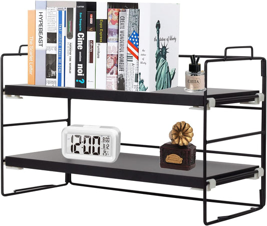 Adjustable 2-Tier Desk Organize - Black/Brown