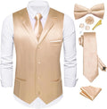 Mens Satin Vest and Tie Set with Pre-tied Bowtie - Formal Ensemble is