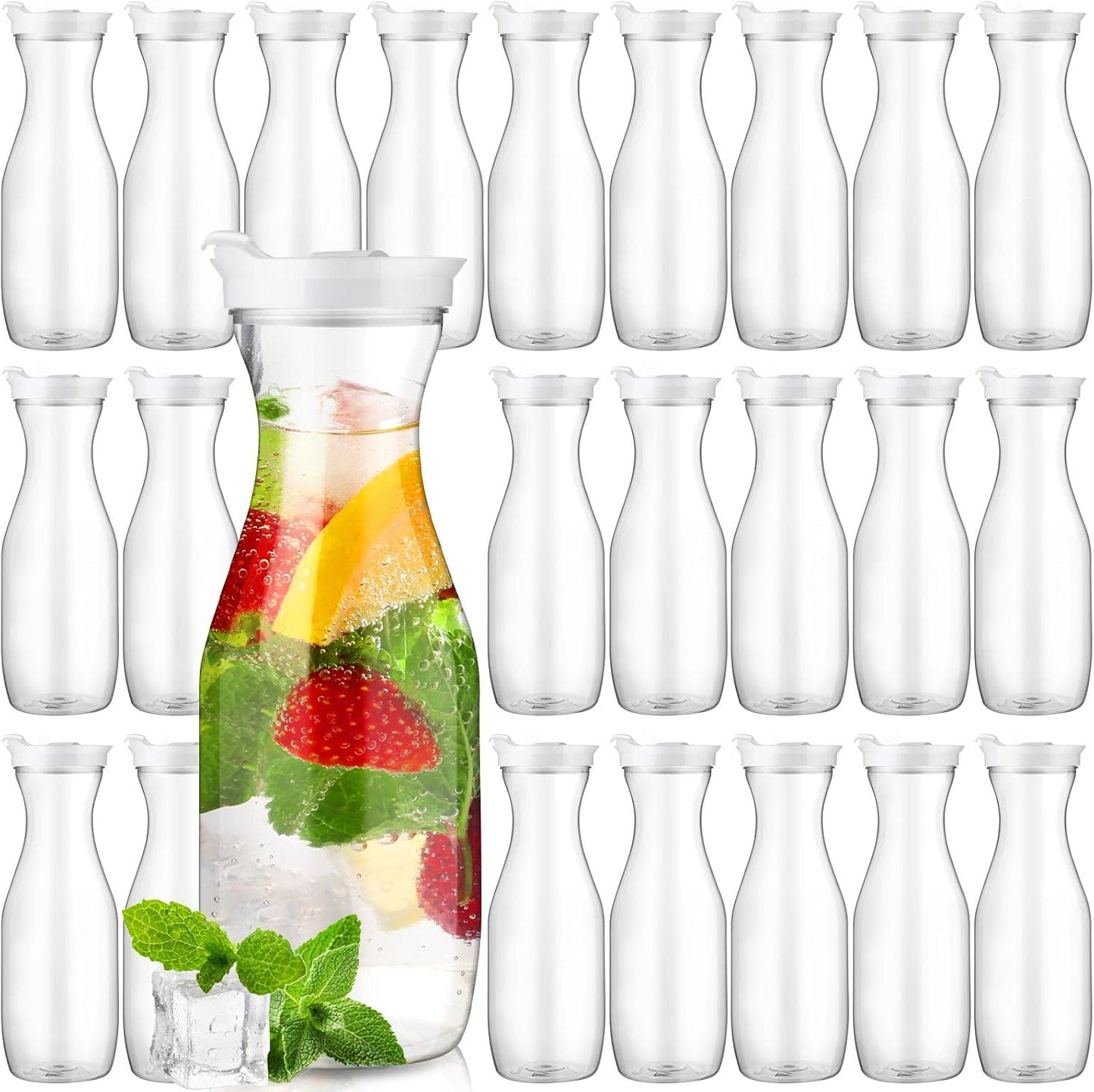 Gejoy 24 Pcs Plastic Water Carafe Set for Home and School Use