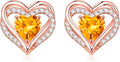 Iefil Christmas Earrings for Women - Sterling Silver Heart Birthstone