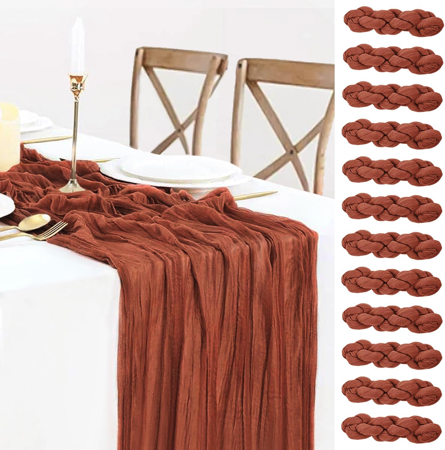 Terracotta Cheesecloth Table Runner 12 Pack for Fall Events