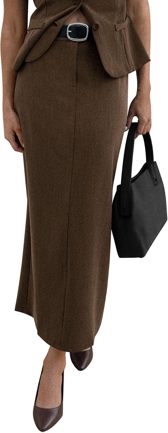 PRETTYGARDEN Women's 2025 Fall Maxi Pencil Skirt for Work