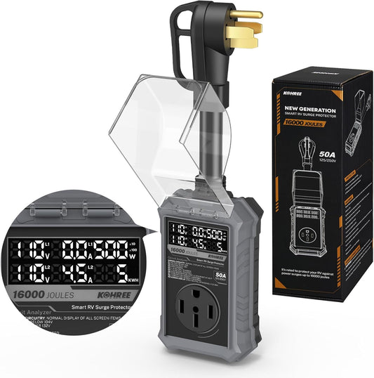 Kohree RV Surge Protector 50 Amp with LED Display for Safety