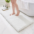 Bathroom Rugs White 24x48 Machine Washable Bath Mat - Plush Absorbent