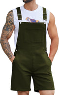 Green Overalls for Men Denim Short Jumpsuit - Breathable Work Bibs