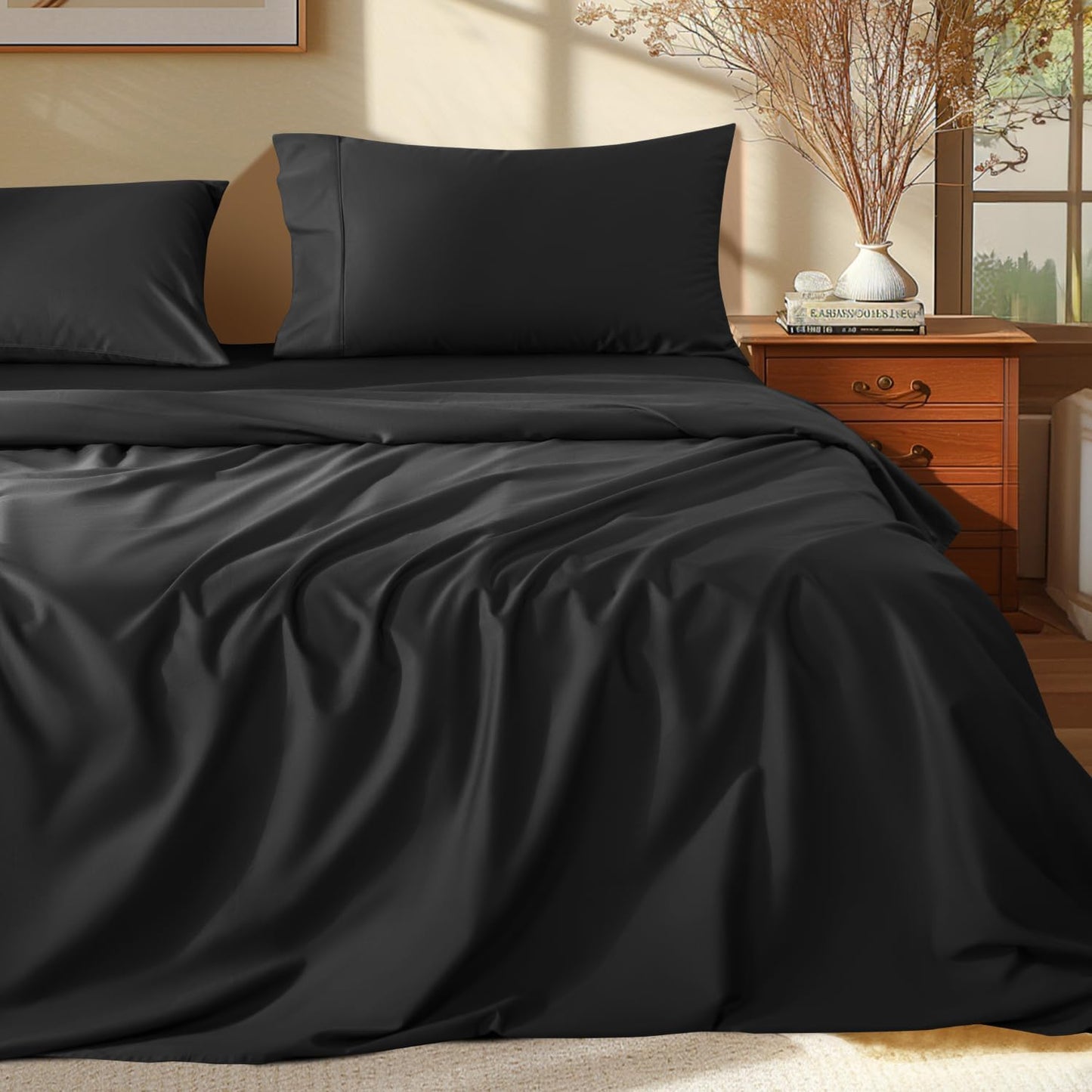 Luxury 100% Egyptian Cotton Queen Size Sheets Set for Comfort