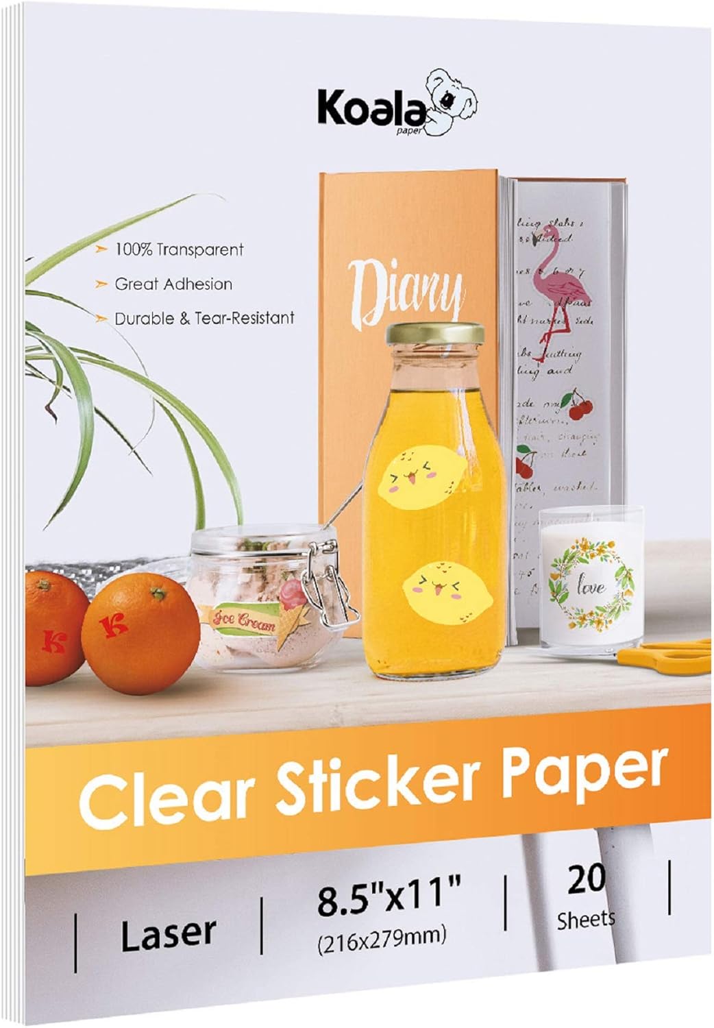 Koala Transparent Sticker Paper for Laser Printers - DIY Decals