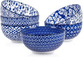 Selamica Ceramic Cereal Bowls Set of 6, 24oz Deep Bowls - Vintage Blue