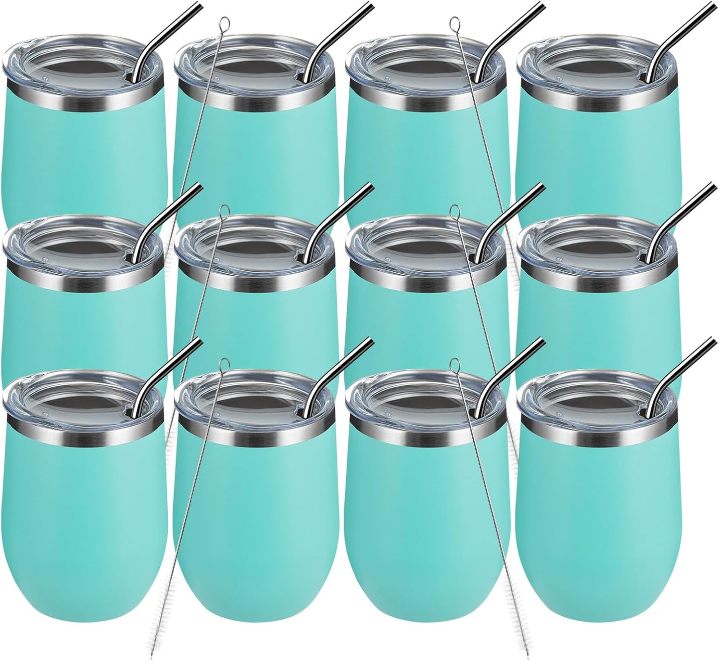 MEWAY 12oz Wine Tumbler Glasses - Insulated Travel Mugs Set