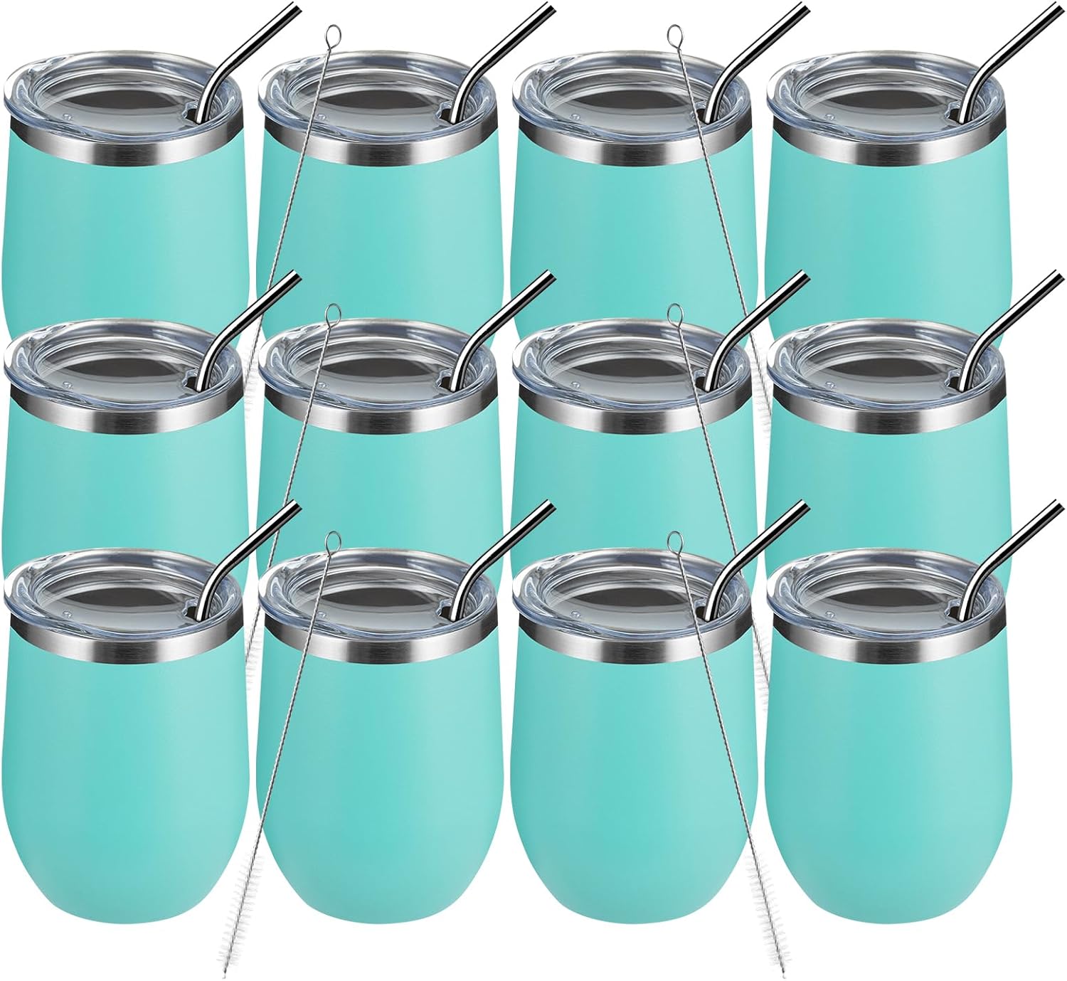 MEWAY 12oz Wine Tumbler Glasses - Insulated Travel Mugs Set