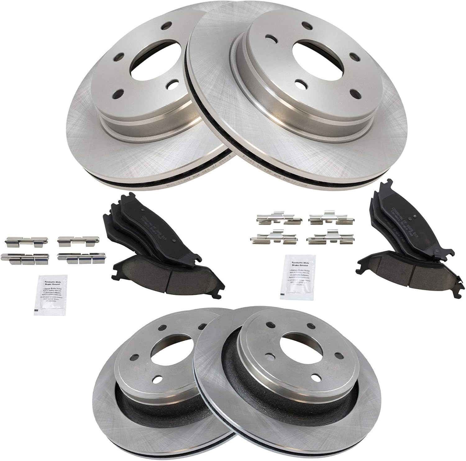 TRQ Front and Rear Brake Pad & Rotor Kit for Dodge Ram 1500
