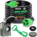 Wadoy 30 Amp Generator Cord 20ft with Power Inlet Box - Weatherproof