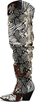 Cape Robbin Women's Thigh High Cowboy Boots with Chunky Heel