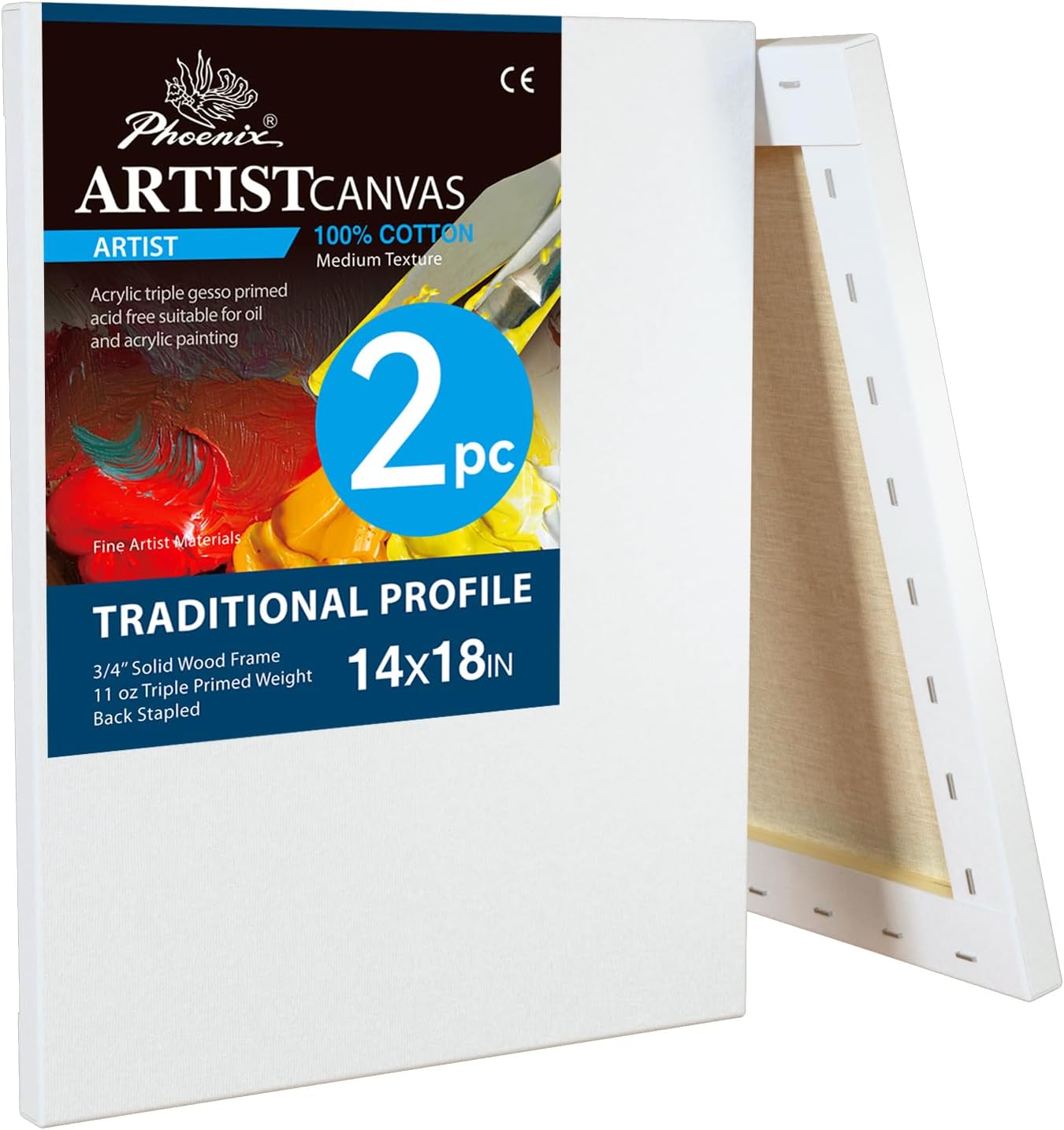 PHOENIX 14x18 Inch Artist Canvas Pack for Professional Painting