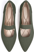 Women's Flats Pointed Toe Knit Washable Ballet Mary Jane (Style BR5K)
