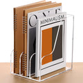 Acrylic Magazine File Holder for Desk Organizers - Clear 3-Compartment