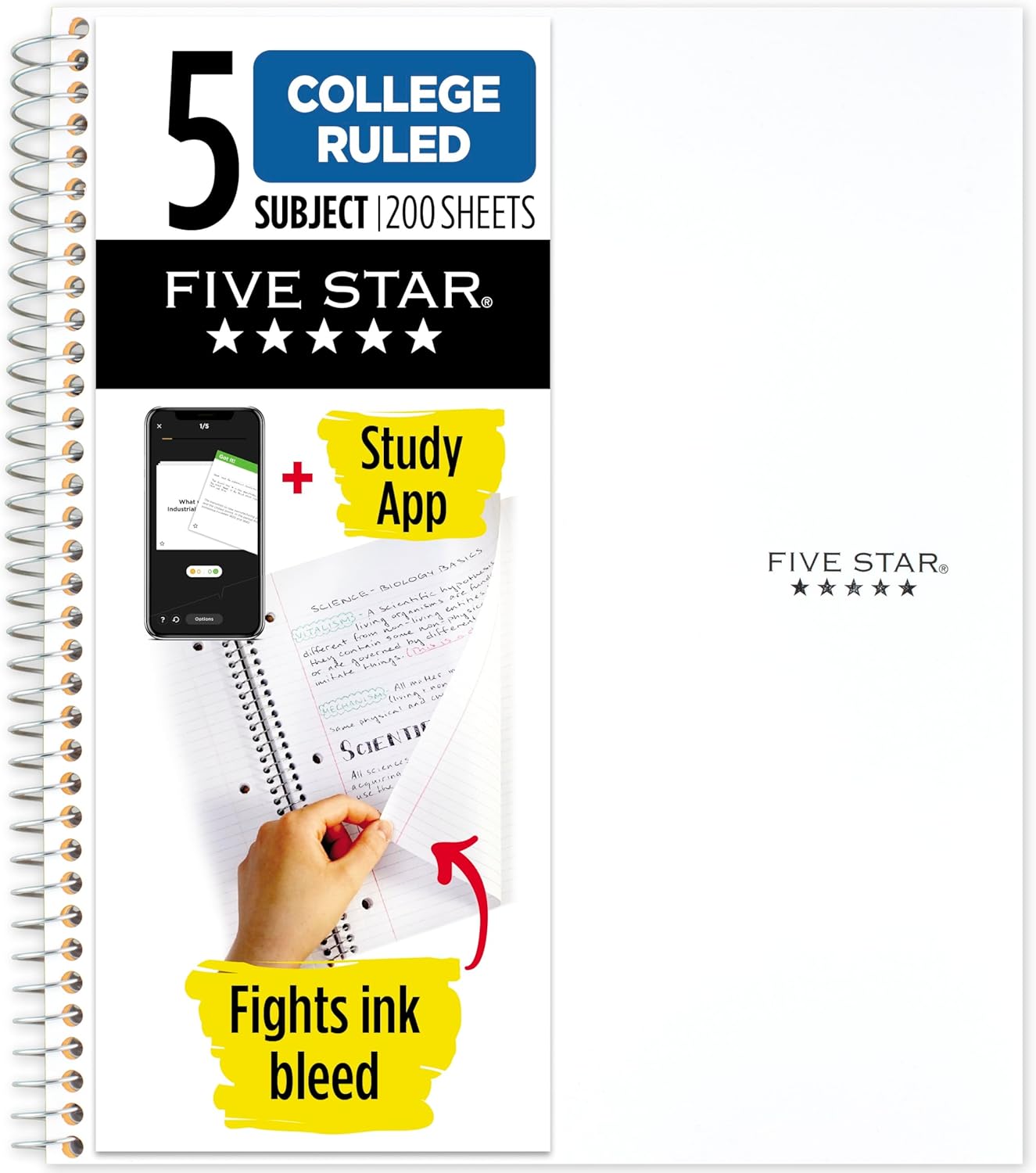 Five Star Spiral Notebook with Study App for Effective Learning